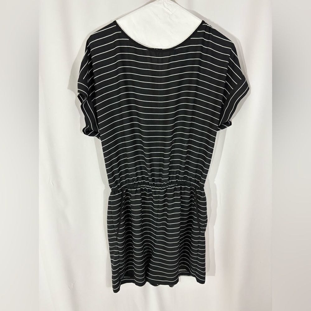 White House Black Market Gray and White Striped Romper